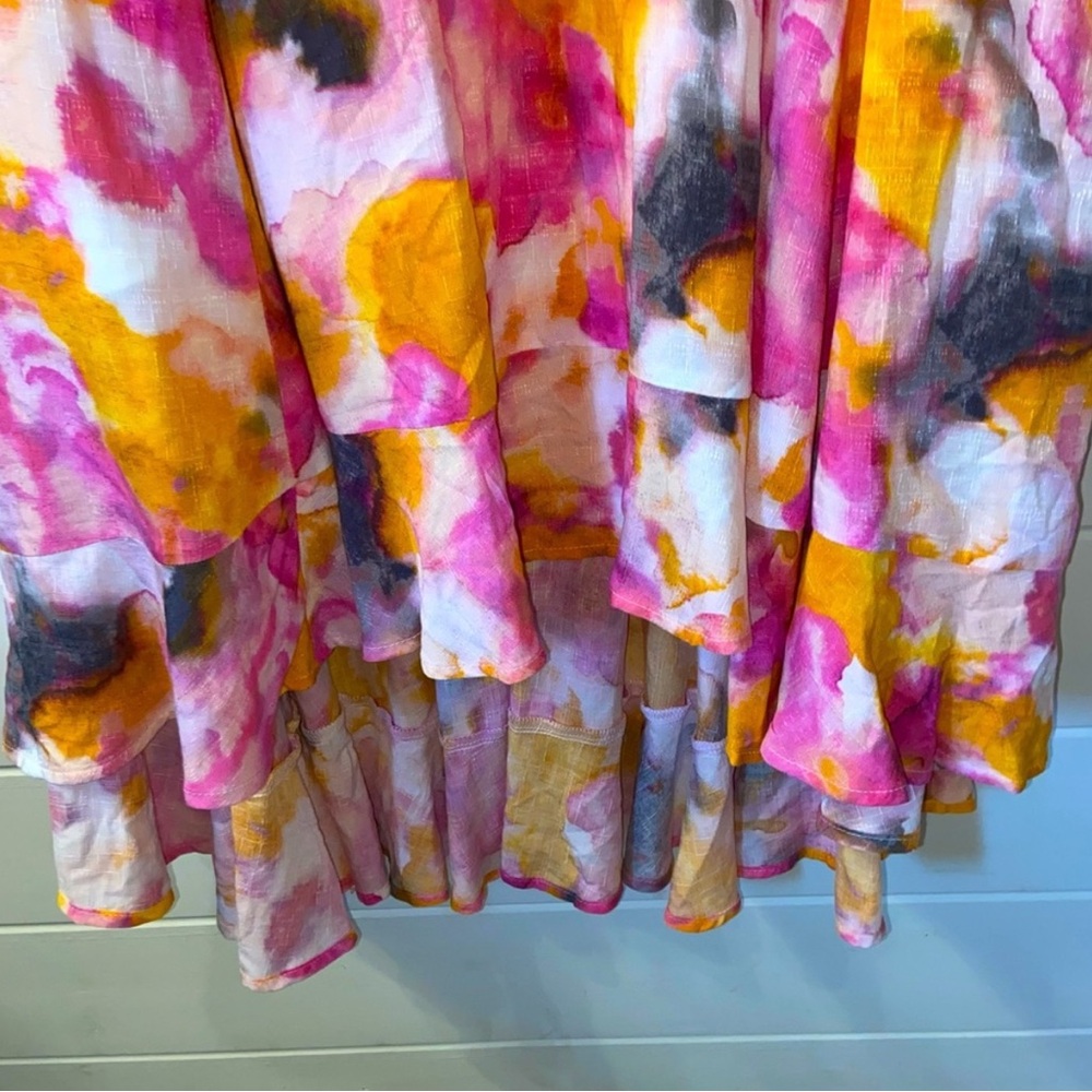 Multi Watercolor Tie-Dye Off Shoulder Skirt Set - Picture 6 of 13